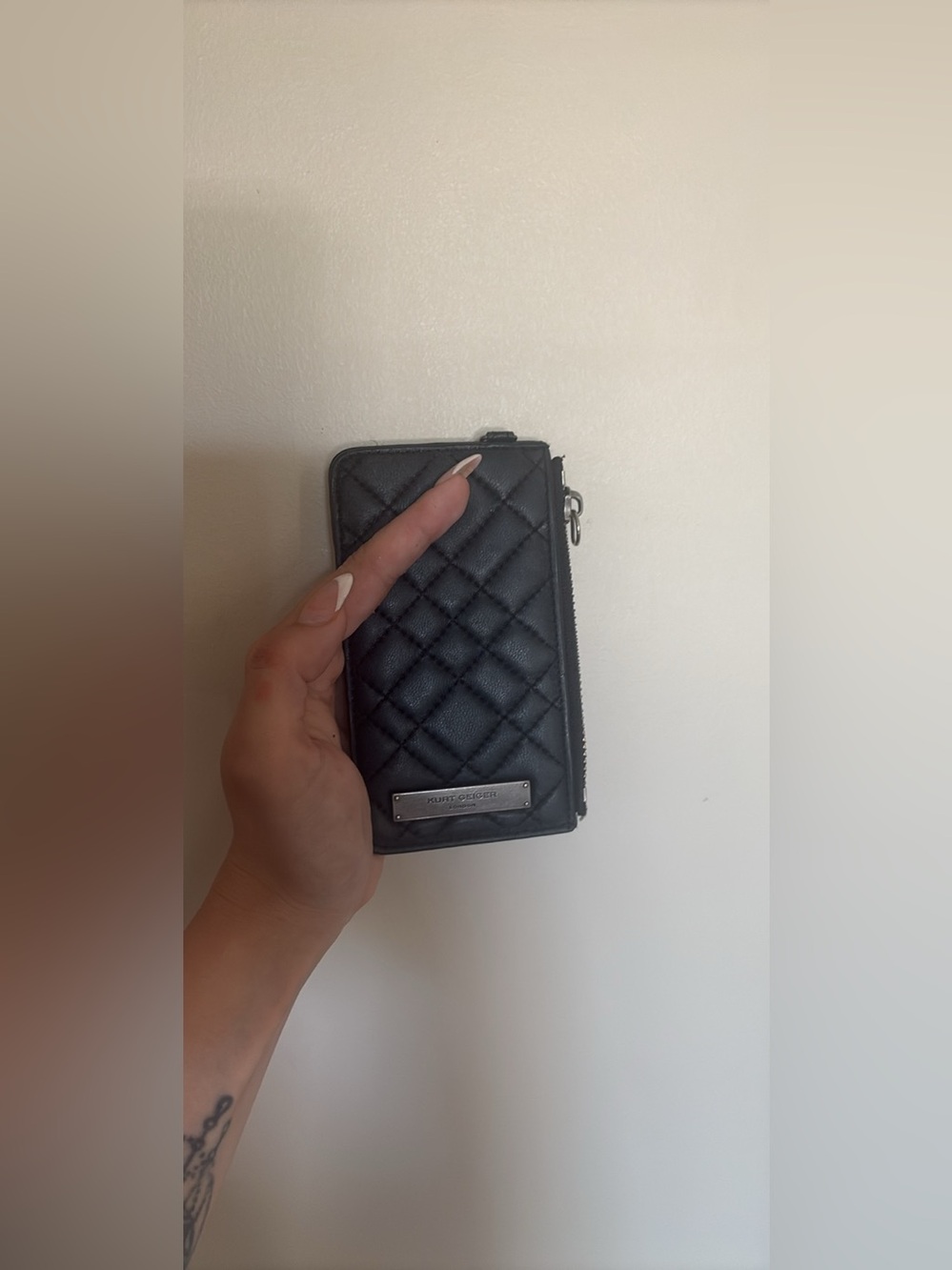 Quilted Black Leather Zip Cardholder Wallet - Michael Kors